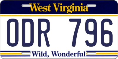 WV license plate ODR796