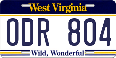 WV license plate ODR804