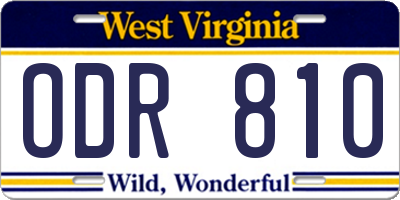 WV license plate ODR810