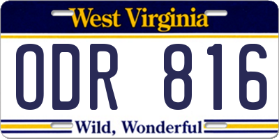 WV license plate ODR816