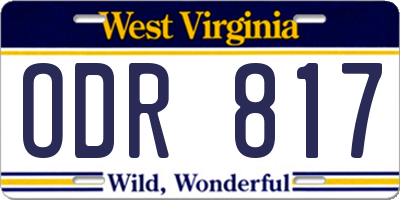 WV license plate ODR817