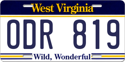 WV license plate ODR819