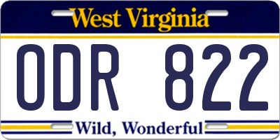 WV license plate ODR822