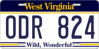 WV license plate ODR824