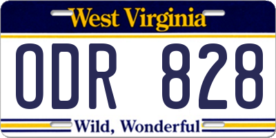 WV license plate ODR828