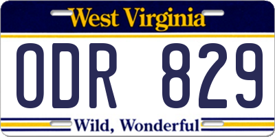 WV license plate ODR829