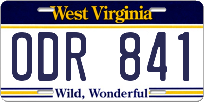 WV license plate ODR841