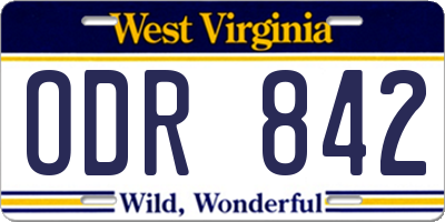 WV license plate ODR842