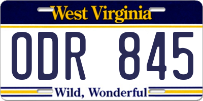 WV license plate ODR845