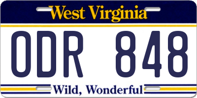 WV license plate ODR848