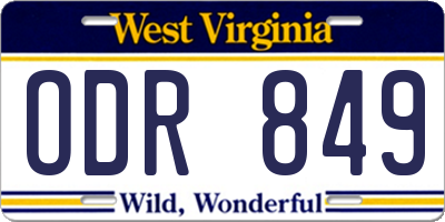 WV license plate ODR849