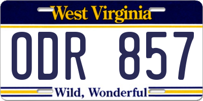 WV license plate ODR857