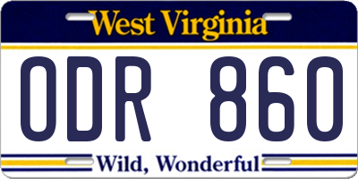WV license plate ODR860