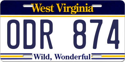 WV license plate ODR874