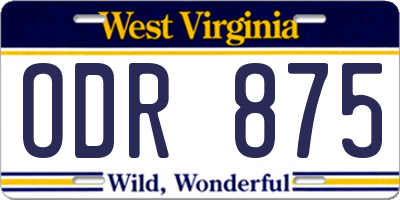 WV license plate ODR875