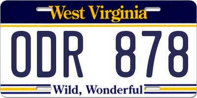 WV license plate ODR878