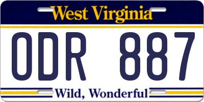 WV license plate ODR887
