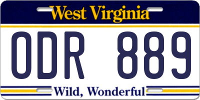 WV license plate ODR889
