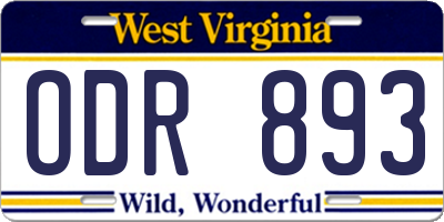 WV license plate ODR893