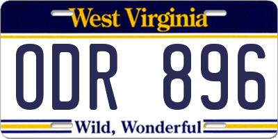 WV license plate ODR896