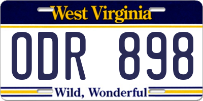 WV license plate ODR898