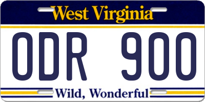 WV license plate ODR900
