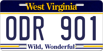 WV license plate ODR901