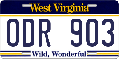 WV license plate ODR903