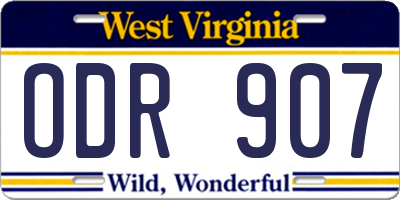 WV license plate ODR907