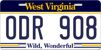 WV license plate ODR908