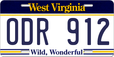 WV license plate ODR912