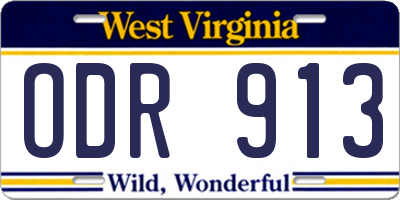 WV license plate ODR913