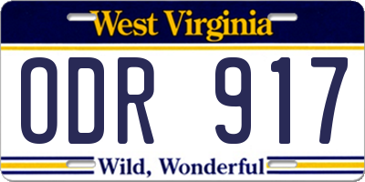 WV license plate ODR917