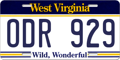 WV license plate ODR929