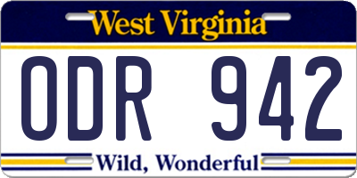 WV license plate ODR942