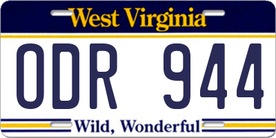 WV license plate ODR944