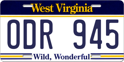 WV license plate ODR945