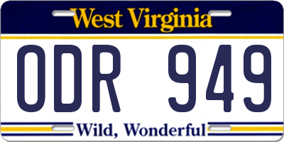 WV license plate ODR949