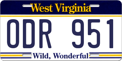 WV license plate ODR951