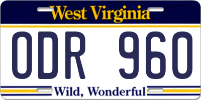 WV license plate ODR960