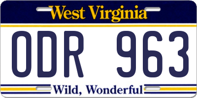 WV license plate ODR963