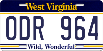 WV license plate ODR964