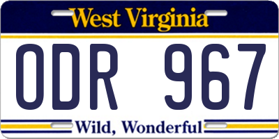 WV license plate ODR967
