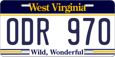 WV license plate ODR970
