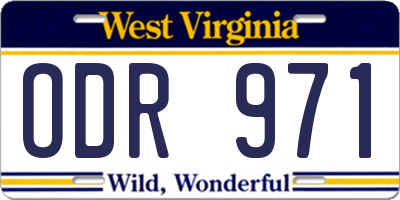 WV license plate ODR971