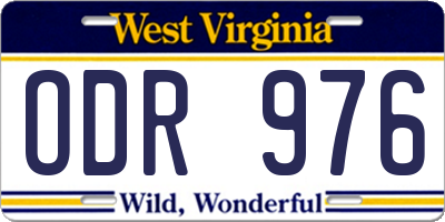 WV license plate ODR976