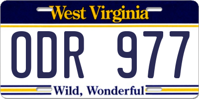 WV license plate ODR977