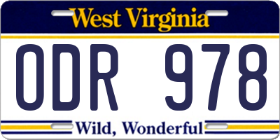 WV license plate ODR978