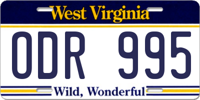 WV license plate ODR995