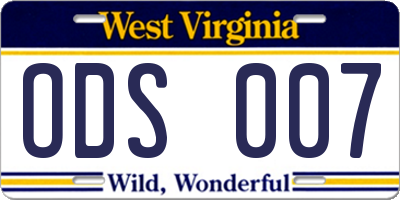 WV license plate ODS007